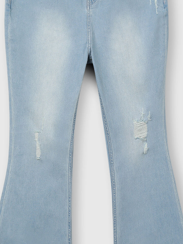 Cotton Jeans with Cropped Boot Cut and Damage image number 6